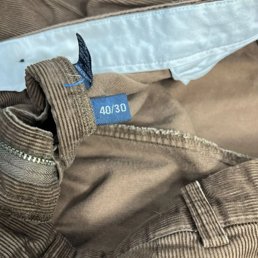 Vintage Polo‎ Ralph Lauren Brown Corduroy Pants 40x30 100% Cotton Pleated Front